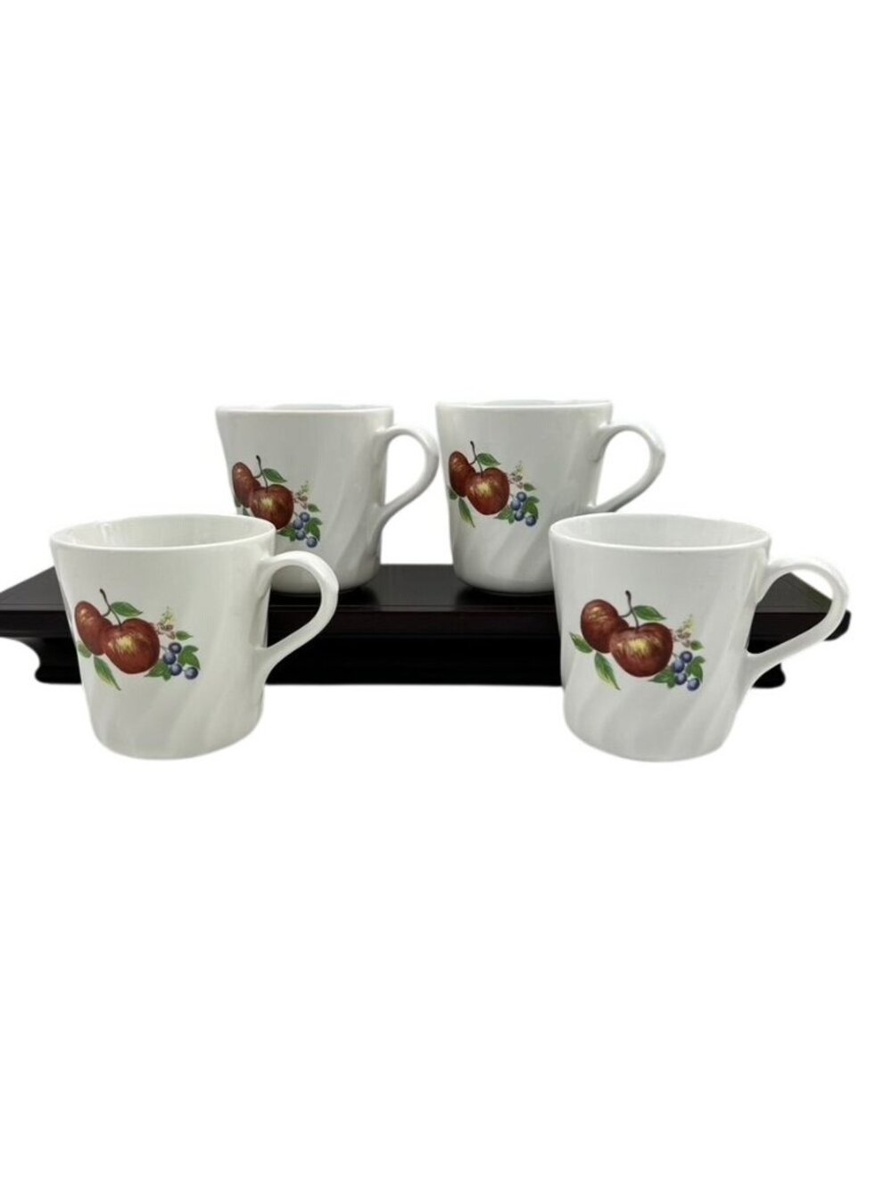 Corelle Coordinates Set of 4 Coffee Cups Chutney Fruit Swirl Stoneware